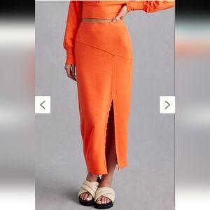 Anthropologie Daily Practice Orange Maxi Button Skirt Medium